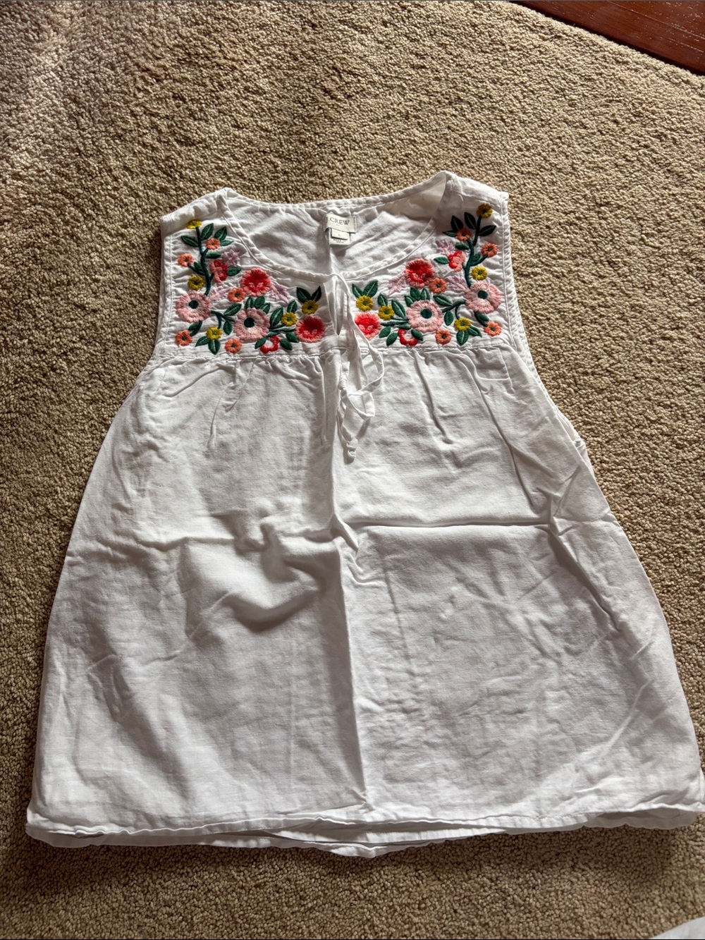 J. Crew White Casual Top with Subtle Stitch Detail